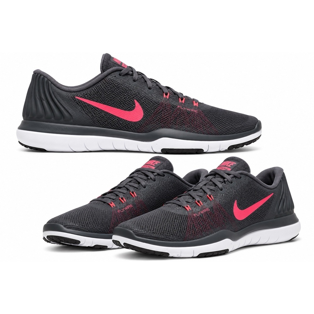 Nike Flex Supreme TR 5 Flywire Training Shoes Womens 6.5 Gray Pink‎ 852467-003